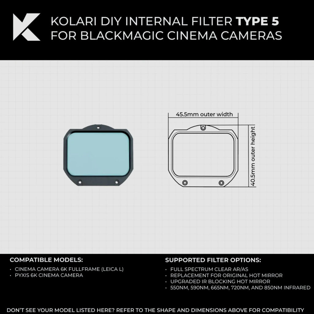 Kolari Internal Filter for Blackmagic Cinema Camera DIY Repair   BMPCC Typess Large 2