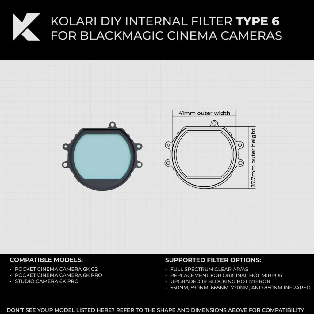 Kolari Internal Filter for Blackmagic Cinema Camera DIY Repair   BMPCC Typess Large 2