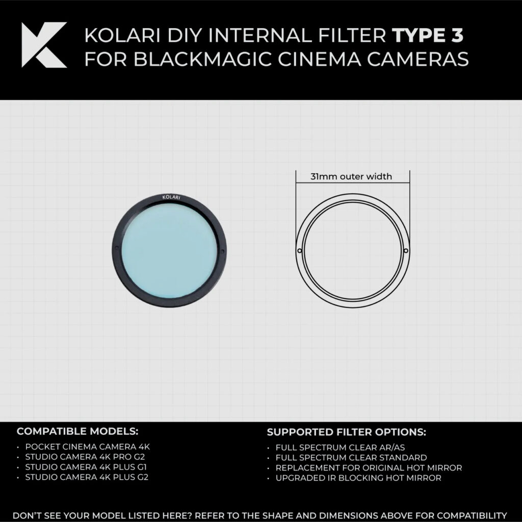 Kolari Internal Filter for Blackmagic Cinema Camera DIY Repair   BMPCC TypessLATEST 04 Large