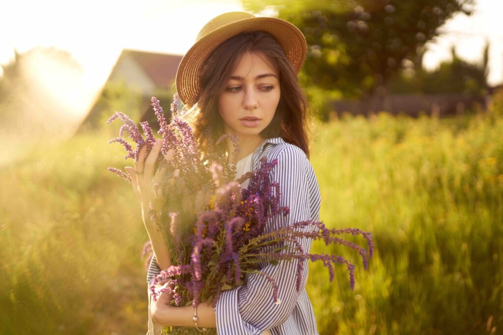 portrait of a beautiful girl with a bouquet of lav 2023 05 04 01 47 36 utc scaled