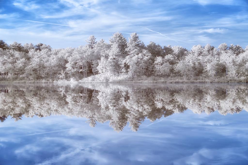 Stevens Pond Boxford Massachusetts with Mirror Reflection at Sun